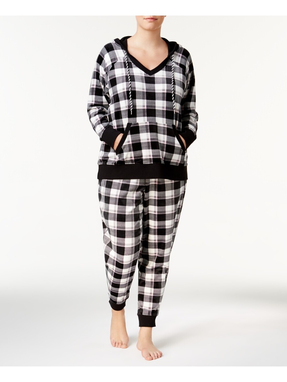 Jenni Womens Plus Size Printed Velour Pajama 2 Pcs Set Size 1X